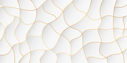 Wall Mural - illustration of abstract vector background with gold lines and white geometric shapes	