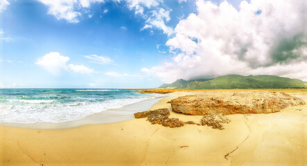 Wall Mural - Amazing seascape of Isolidda Beach near San Vito cape.