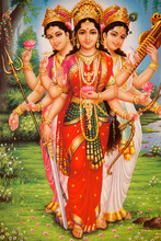 Picture Of Hindu Goddesses Parvati, Lakshmi & Saraswati