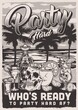 Beach party monochrome poster vintage