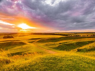 Wall Mural - Landscape at sunset in Badbury Rings, East Dorset, UK