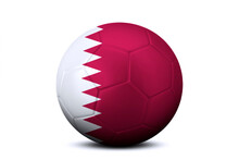 Soccer Ball With Qatar Flag In The Studio
