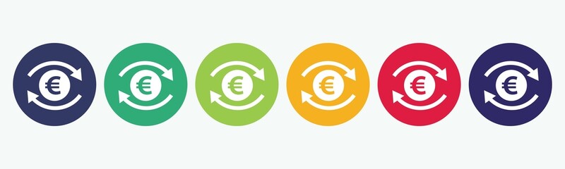 Poster - Currency sign, euro symbol, money flat icon set.