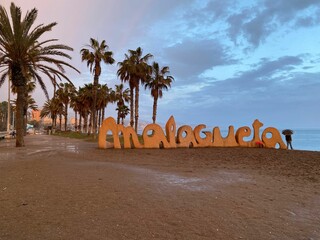 Beautiful view of the Playa de la Malagueta beach in Spain