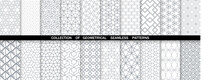 Geometric Set Of Seamless Gray And White Patterns. Simpless Vector Graphics.