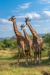 Poster - Three giraffes in the bush