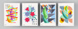© Molibdenis-Studio - Abstract posters. Botanical banner with geometric shapes, leaves, branch and plants. Set of vector illustrations. Modern painting for interior.