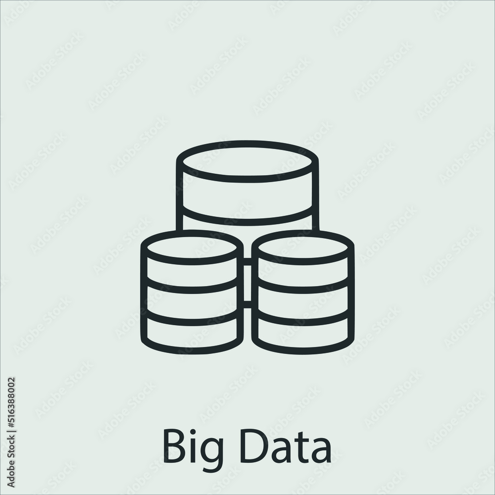 big data icon vector icon.Editable stroke.linear style sign for use web design and mobile apps,logo.Symbol illustration.Pixel vector graphics - Vector