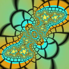 Yellow Green Fractal Abstract Background With Lines