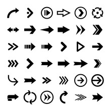 Arrows Collection. Set Of Arrow Pictogram Icons. Arrowhead Symbols.