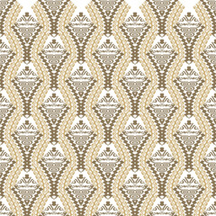 Ethnic traditional seamless pattern. Greek ornamental vector background. Patterned repeat backdrop. Golden greek key meanders ornament. Modern isolated beautiful design on white. Endless texture