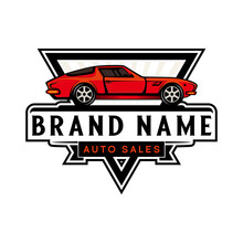 Classic Vintage Car Logo Design. Classic Car Theme With Gears. For Car Repair, Car Lovers Club
