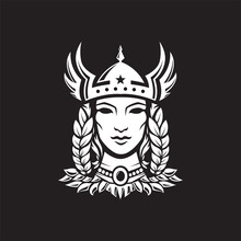 Scandinavian Mythological Character Woman-warrior Valkyrie In Winged Helmet