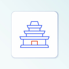 Sticker - Line Traditional Korean temple building icon isolated on white background. Colorful outline concept. Vector