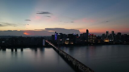 Poster - sunset over the river