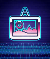 Sticker - Retro style Picture icon isolated futuristic landscape background. 80s fashion party. Vector