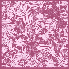  seamless pattern with flowers, seamless tropical design, one color design