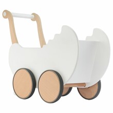 Handmade, White Doll Carriage. A Toy For Children. Isolated.