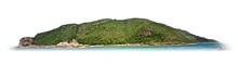 Panorama Of An Island In The Ocean Isolated On White Background