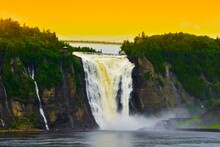 Beautiful Landscape Of The Famous Montmorency Falls In Canada
