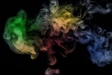 Canvas Print - Abstract Atmospheric Colored Smoke on Black Background.