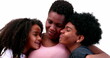 © Marco - African mother embracing son and daughter. Mixed race mom hugging children