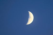 Half Moon In The Blue Sky At Night