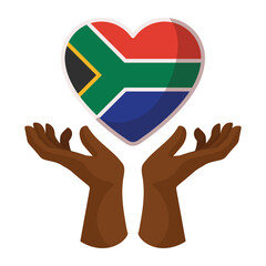 Wall Mural - hands lifting south africa flag