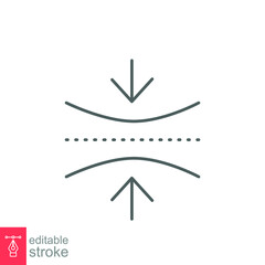 Elastic icon. Simple outline style. Flexible, arrow, vector, bounce, logo, jump, structure, curve shape. Thin line symbol. Vector illustration isolated on white background. Editable stroke EPS 10