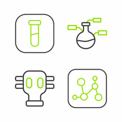 Poster - Set line Chemical formula, Gas mask, Test tube and flask and icon. Vector