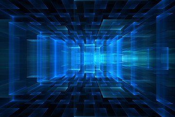 Poster - Abstract background with blue neon lights