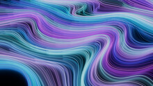 Colorful Neon Lines Background With Lilac, Turquoise And Blue Swirls. 3D Render.