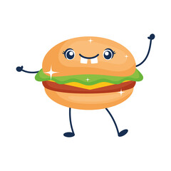 Canvas Print - kawaii hamburger illustration