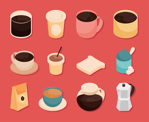 Canvas Print - isometric coffee items