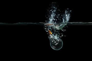 Wall Mural - creative water splash on a led bulb