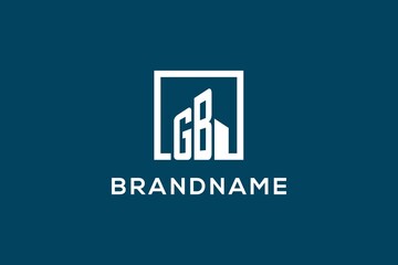 Letter GB with square shape logo style, modern and minimal logo for real estate