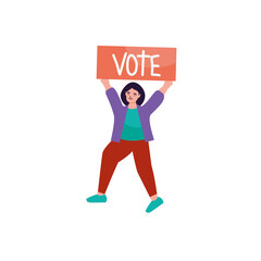 Wall Mural - woman holding a vote placard