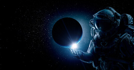 Wall Mural - astronaut at spacewalk . mixed media