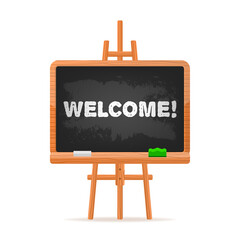 Welcome school board in flat style on white background. Vintage background. Banner design