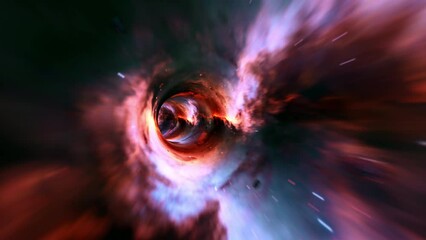 Wall Mural - abstract loop hyperspace glow tunnel wormhole background. space travel through a worm hole time tunn