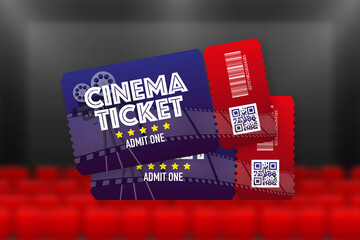 Cinema ticket Card. Music, movie festival. Vector illustration.