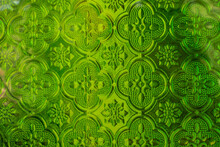 Vitral Patrón De Vidrio Texturizado Verde En Una Ventana