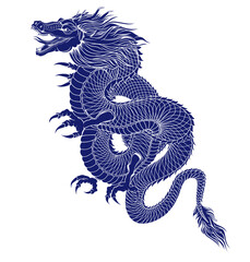 Wall Mural - Japanese dragon pattern illustration