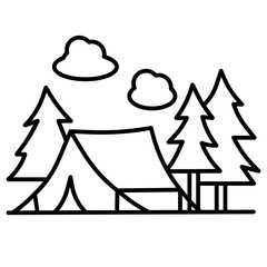 Poster - camp line icon