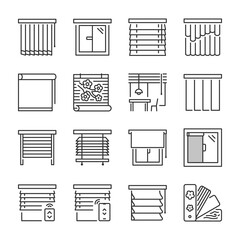 Wall Mural - Window blinds icons set. Statutory different types of blinds, linear icon collection. Line with editable stroke