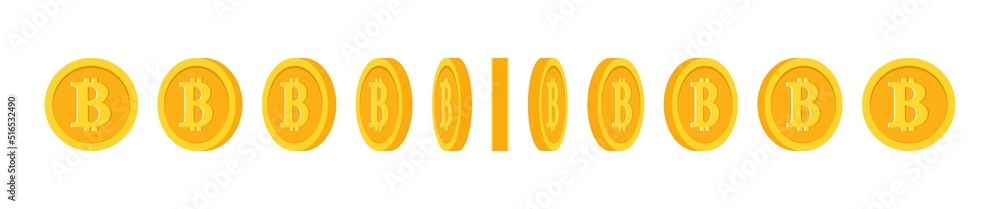 Money Rotation Icon Coin rotate for animation, game and ui. Flip of bitcoin. Gold money ...
