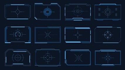 Wall Mural - hud frame. sci-fi game screen interface element, target border ui, futuristic digital aim panel, mod