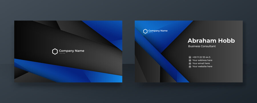 Modern black and blue business card design template