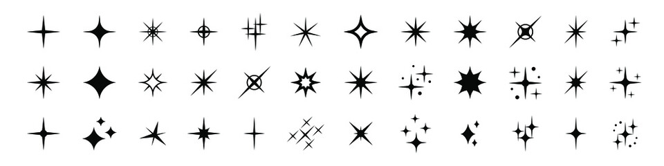 sparkles, stars and bursts icons, twinkling stars. glowing light effect star. sparkles, shining burs