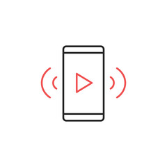 Wall Mural - video ads on smartphone screen. video player icon. high quality coloured vector illustration..
